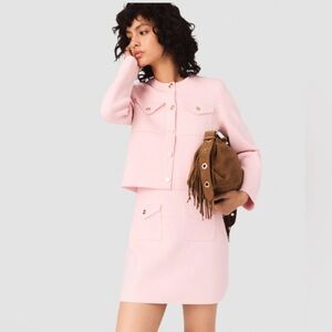 Maje Brittney Blush Pink Mini Skirt Size 40 US 8